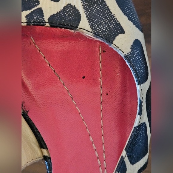 Kate Spade NY High Heel Slingback Sandal Beige Black Animal Giraffe Print Sz 6.5 - Picture 9 of 10